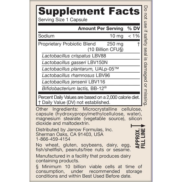 Jarrow Formulas 자로우 펨 도피러스 어드밴스드 유산균 100억 CFU 30캡슐 (상온보관용), 1개 후기 분석 - 제품 전체 구성 및 요약