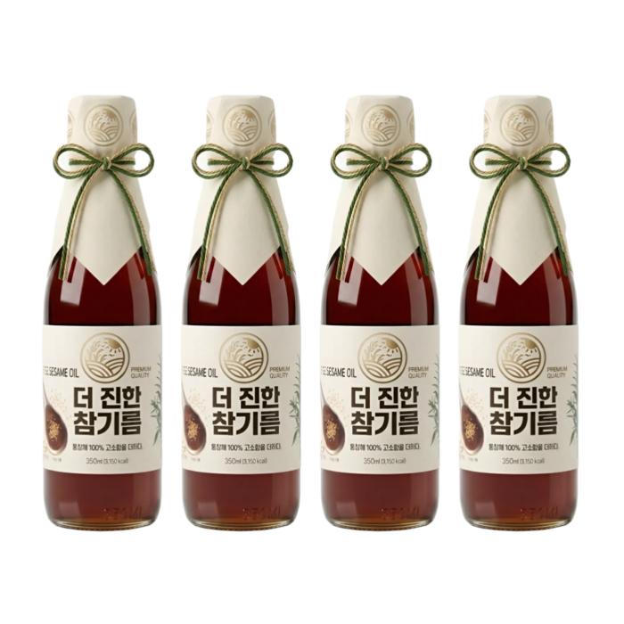 [들녘] 전통압착 더 진한 통참깨100% 참기름, 4개, 350ml