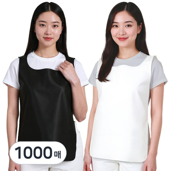 제이앤제이 손님사랑 한장씩 잘 분리되는 일회용 부직포 위생 앞치마 (2color), 1000개, 검정색