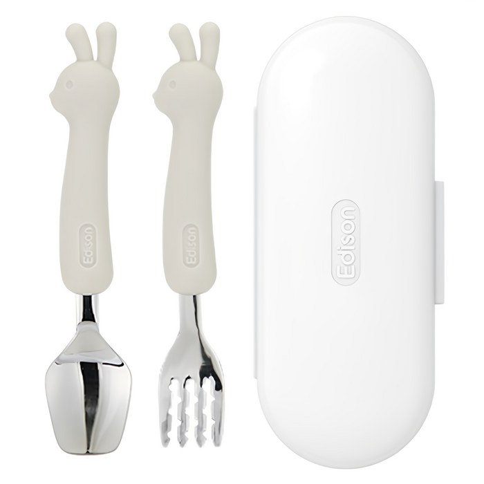 Edison Toddler Silicone Spoon Fork Case Set