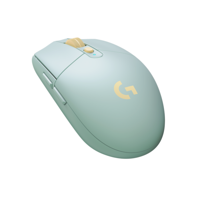 로지텍 G304 X 라이트스피드 무선 게이밍 마우스, 민트 + 옐로 후기 분석 - 마우스 하단 센서 및 피트 구조