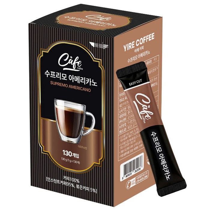 수프리모 아메리카노 원두커피, 1개, 130개입, 1g