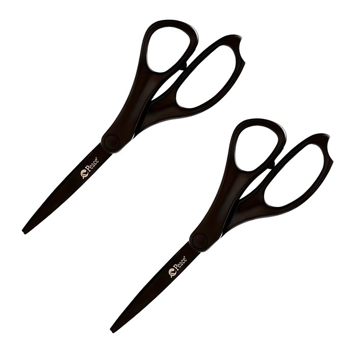Peace Korea Peace Coated Scissors, Black, 2 Pieces