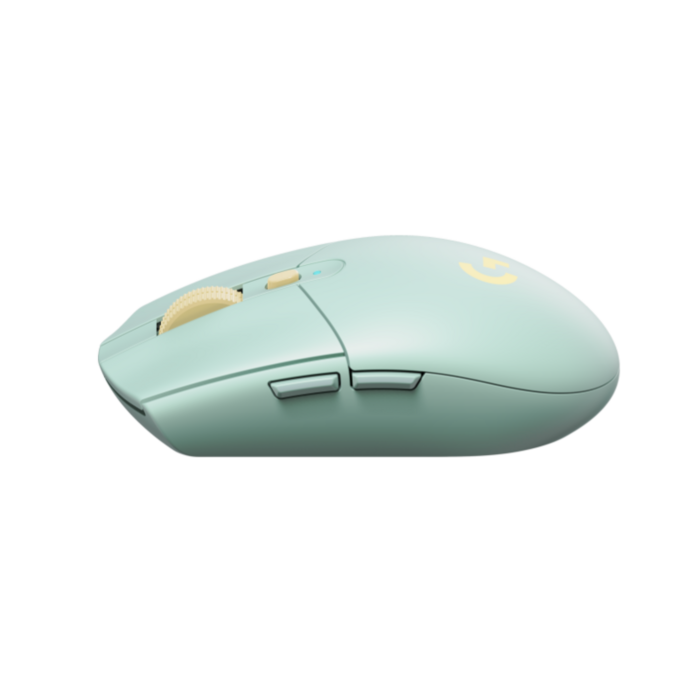 로지텍 G304 X 라이트스피드 무선 게이밍 마우스, 민트 + 옐로 후기 분석 - 마우스 측면 및 버튼 구성