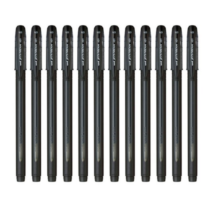 제트스트림 캡식 유성볼펜 1.0mm SX-101-10, 블랙, 12개 - 필기감 좋은 볼펜