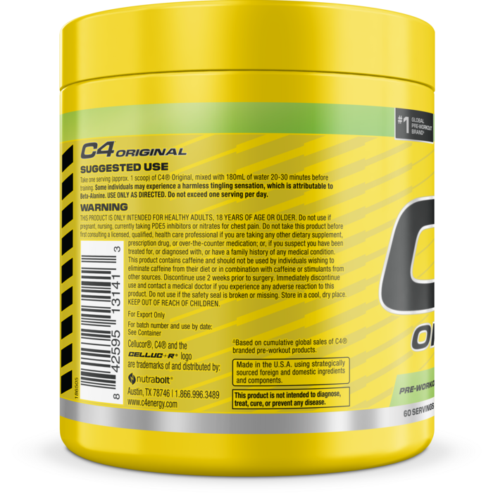 셀루코어 C4 오리지널 프리-워크아웃 그린 애플 맛, 1개 후기 분석 - 파우더 질감 및 용량