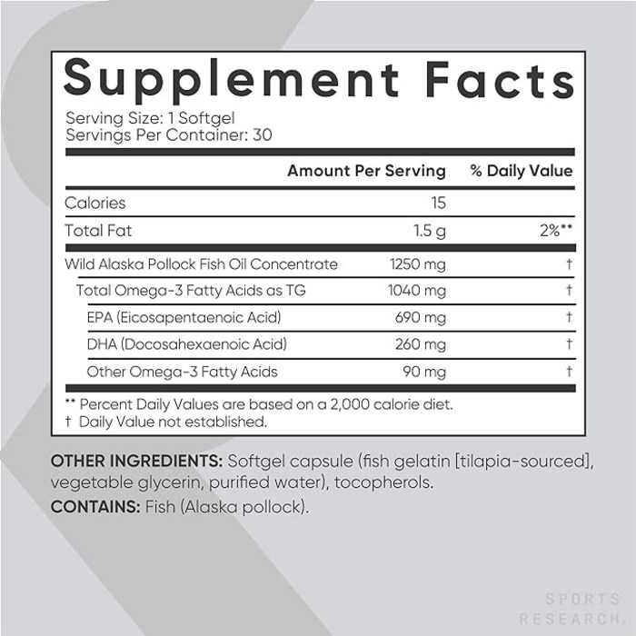 스포츠리서치 야생포획 알래스카산 명태 1040mg 오메가-3 피쉬 오일 트리플 스트렝스 소프트젤, 90정 후기 분석 - 소프트젤 캡슐 크기 및 비주얼