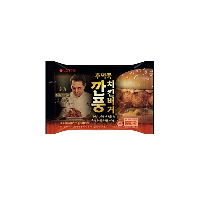 롯데 후덕죽 깐풍 치킨버거, 172g, 6개 - 후덕죽