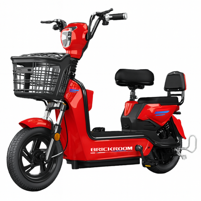 BRICKROOM 3세대 전기 자전거 자토바이 출퇴근 전동 스쿠터 2인용 바이크, 리튬30A(120km), 레드 - 자토바이