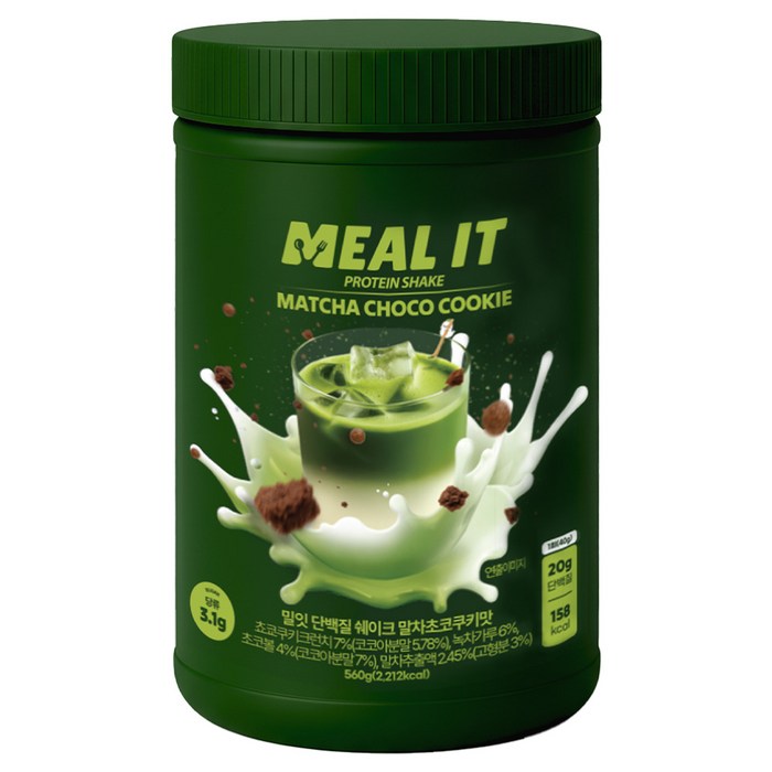 밀잇 식단관리 단백질 쉐이크 말차초코쿠키맛, 1개, 560g - 다이어트 식단