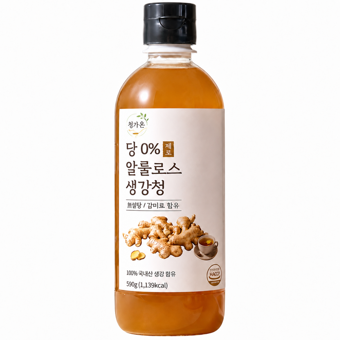 [물 섞지 않은 무설탕] 당 0% 알룰로스 함유 제로 생강청 생강차, 1개, 1개입, 590g