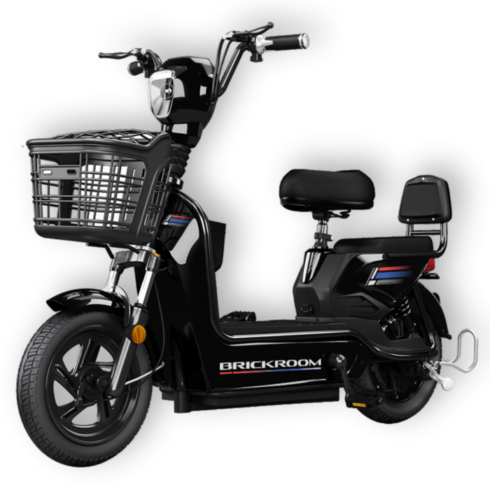 BRICKROOM 3세대 전기 자전거 자토바이 출퇴근 전동 스쿠터 2인용 바이크, 리튬30A(120km), 블랙 - 자토바이