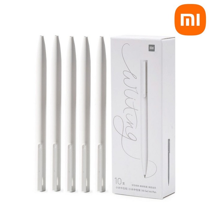 화이트바디 샤오미 볼펜 10개 (1세트) 가벼운 중성펜 노트펜 느낌이 좋은펜, 화이트 - 필기감 좋은 볼펜
