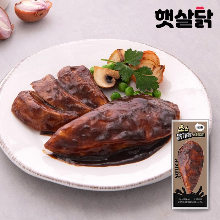 햇살닭 더촉촉한 소스 닭가슴살 100g 11종 22팩 / 소스 / 혼합구성, 22개 후기 분석 - 건강한 식단 플레이팅 전체 컷