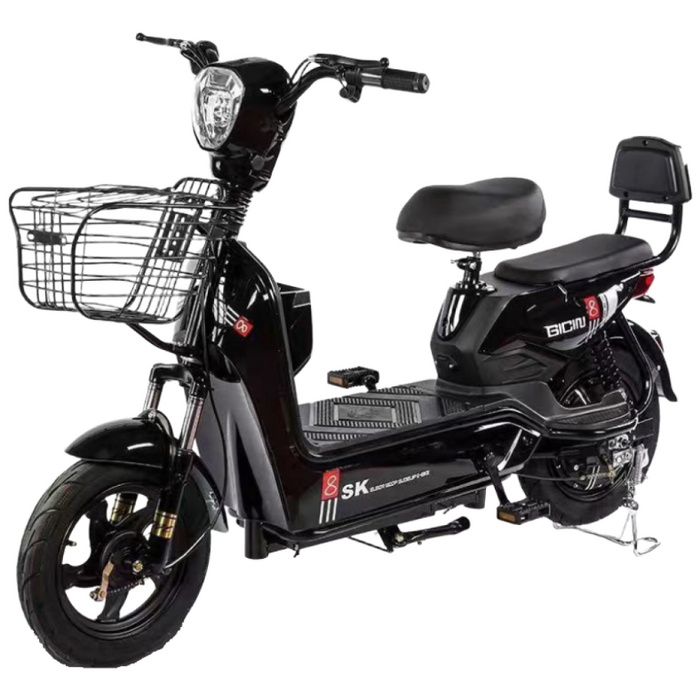 아트테크 SK 전동자전거 전기자전거 전동스쿠터 바이크 부모님효도선물 고내구성 전기스쿠터 리튬배터리 분리가능 1~2인용 2인승 여성용남성용 시골농촌농업 전기자토바이펫바이크새해구정선물, 1개, 블랙 12A배터리(30km) - 자토바이