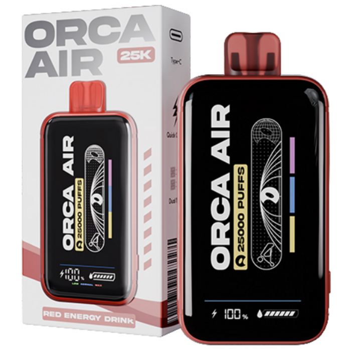 오르카에어 25000 대용량 일회용 전자담배 25000퍼프 무니코틴 입호흡 전담, 레드 에너지 드링크, 1개 대표 이미지 - 일회용 전자담배 추천