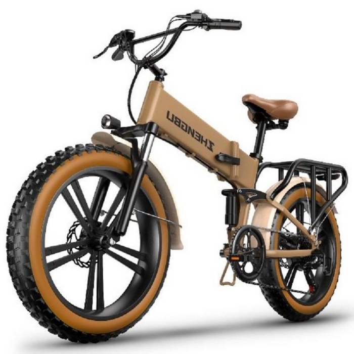 Bacicle 자토바이 전기자전거 팻바이크 48V 접이식 전동, 브라운 48V 14Ah 시마노7단 기어 - 자토바이