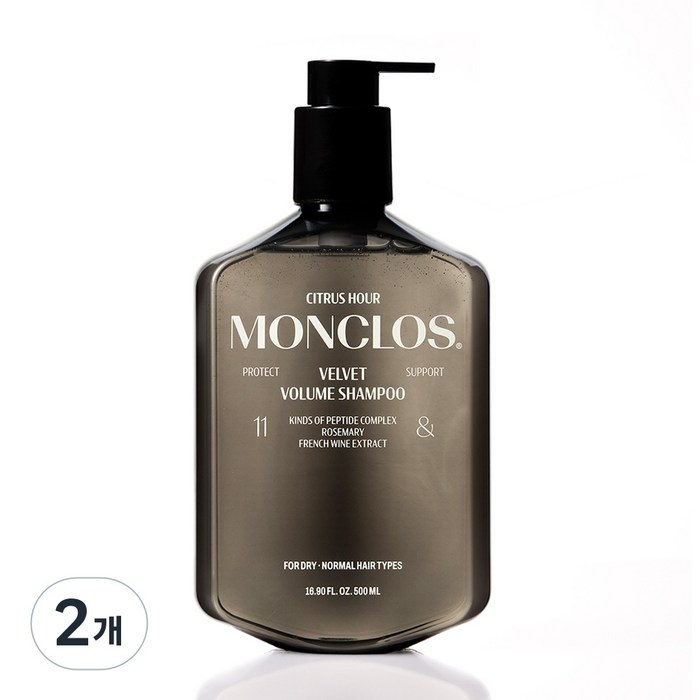 몽클로스 벨벳 볼륨 샴푸 머스크 베르가못, 2개, 500ml