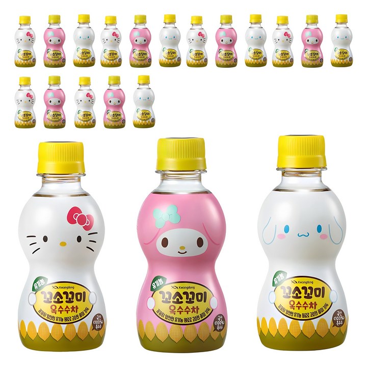 꼬소꼬미 유기농 옥수수차 캐릭터 랜덤발송, 200ml, 20개
