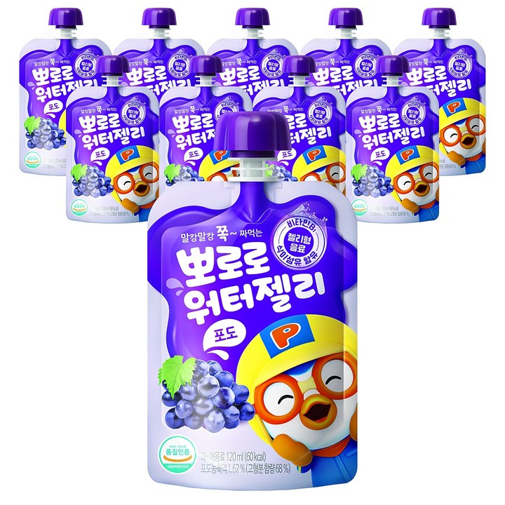 팔도 뽀로로 워터젤리 포도, 120ml, 10개