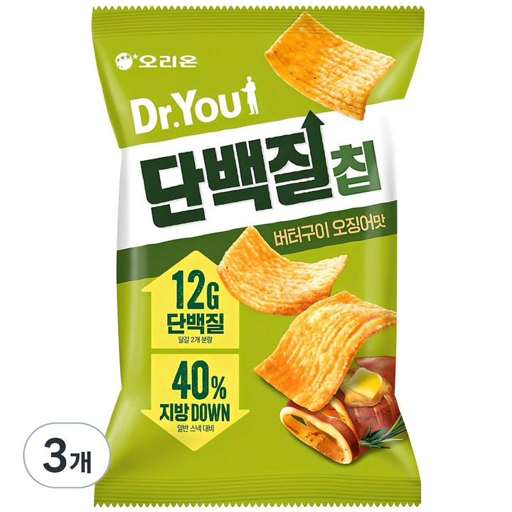 닥터유 오리온 단백질칩 버터구이 오징어맛, 60g, 3개