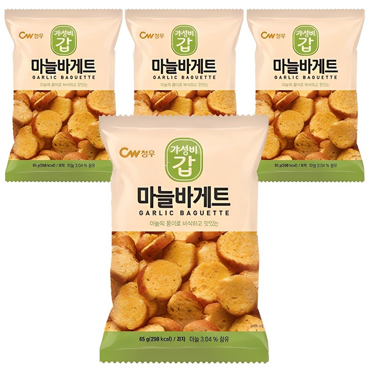 청우식품 마늘바게트, 65g, 4개