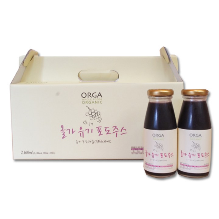 [올가] 유기농 과일주스 포도, 12개, 180ml