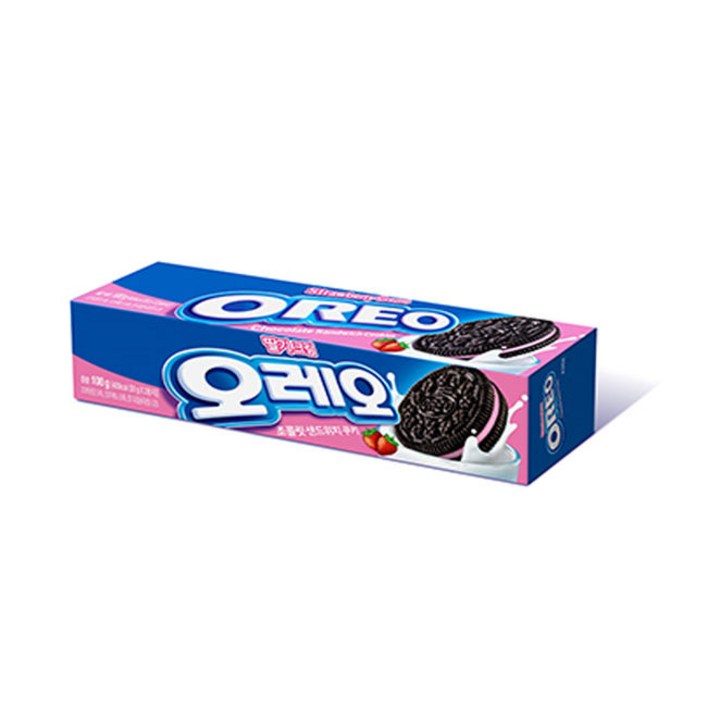 오레오 초콜릿 샌드위치 쿠키 딸기크림, 100g, 3개