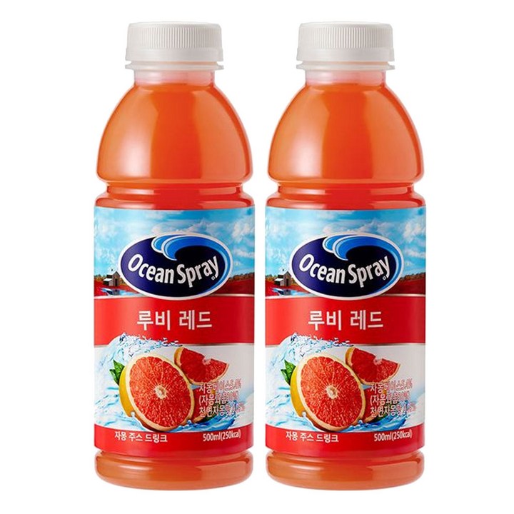 오션스프레이 루비레드 자몽주스, 500ml, 2개