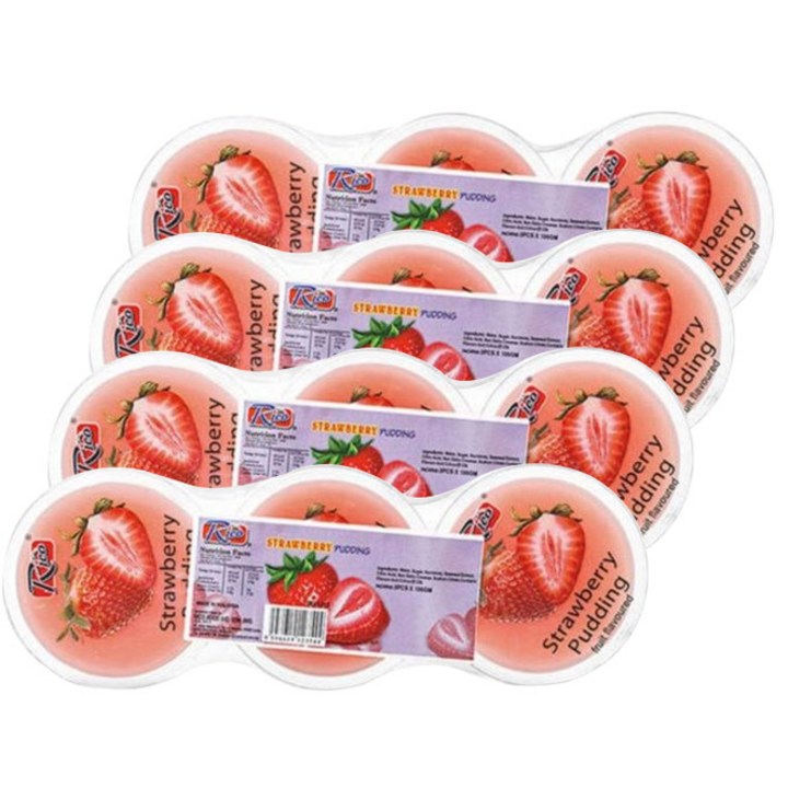 리코푸딩 과일맛 컵푸딩 딸기, 100g, 12개