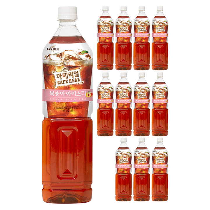 까페리얼 복숭아 아이스티, 1.5L, 12개
