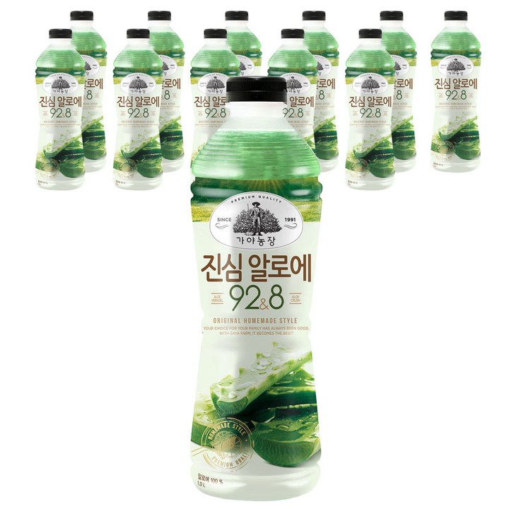가야농장 진심 알로에 92&8 주스, 1L, 12개