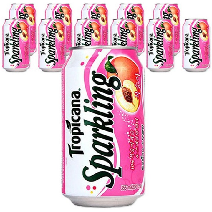 트로피카나 스파클링 복숭아맛, 355ml, 12개