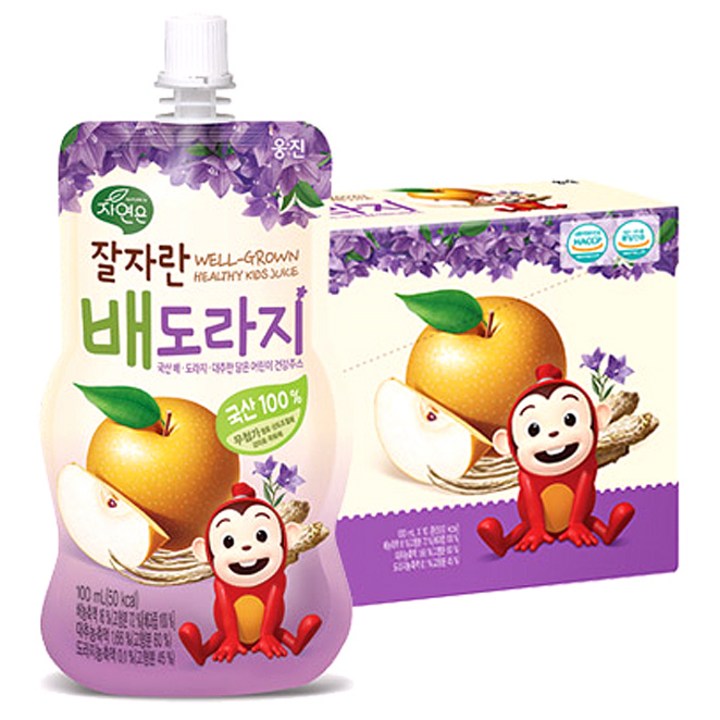 자연은 잘자란 어린이 배도라지 주스 100ml, 50개