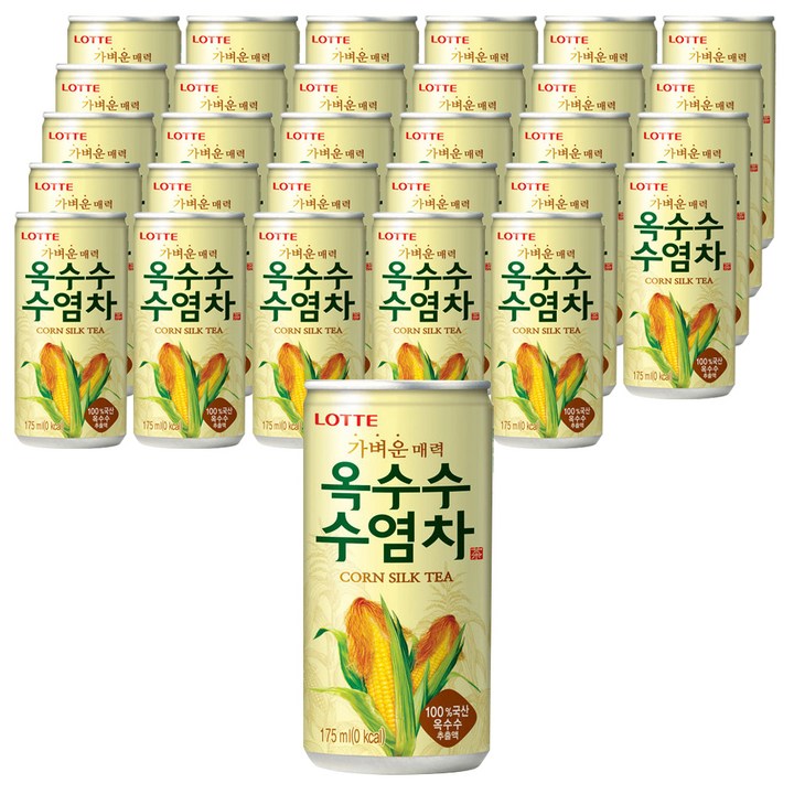 롯데 가벼운매력 옥수수수염차 175ml, 30캔