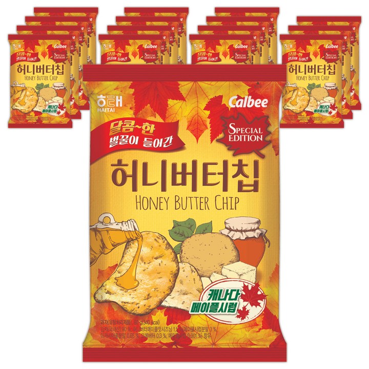 해태제과 허니버터칩 메이플시럽, 60g, 16개
