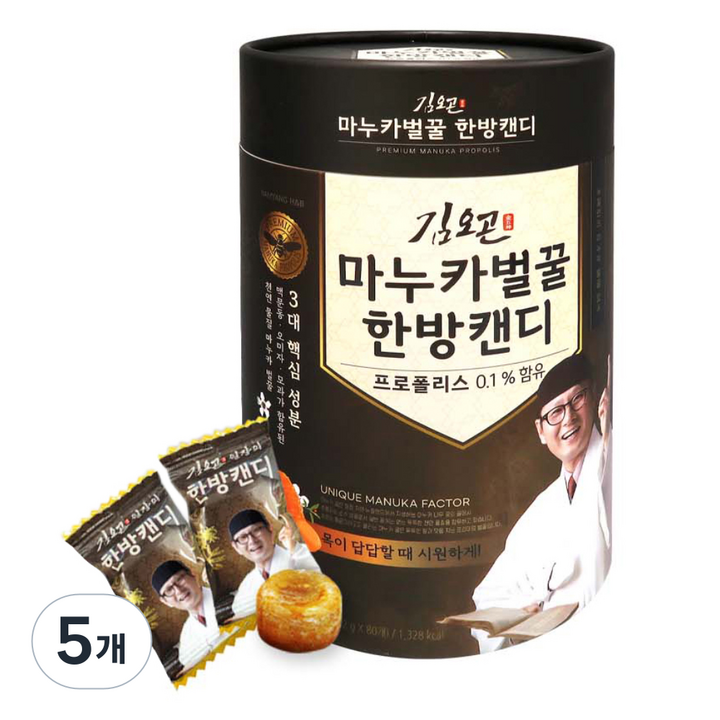 남양에이치앤비 김오곤 마누카 벌꿀 한방캔디 80p, 336g, 5개
