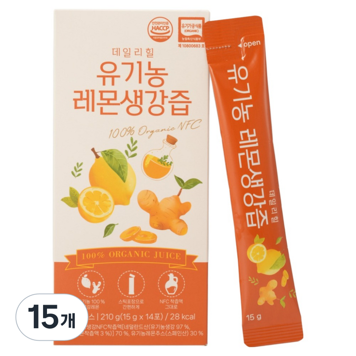 데일리힐 유기농 레몬생강즙 14p, 210g, 15개