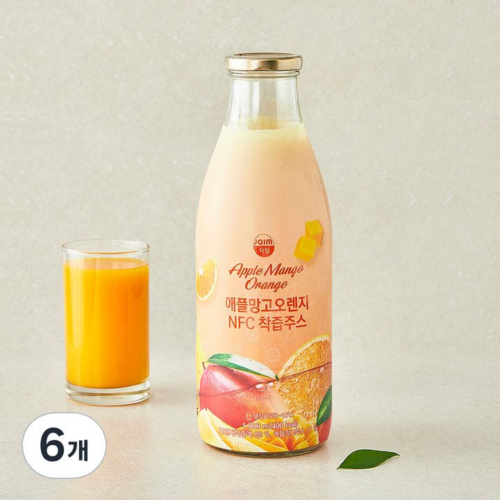자임 오렌지 애플망고 착즙주스, 6개, 1L