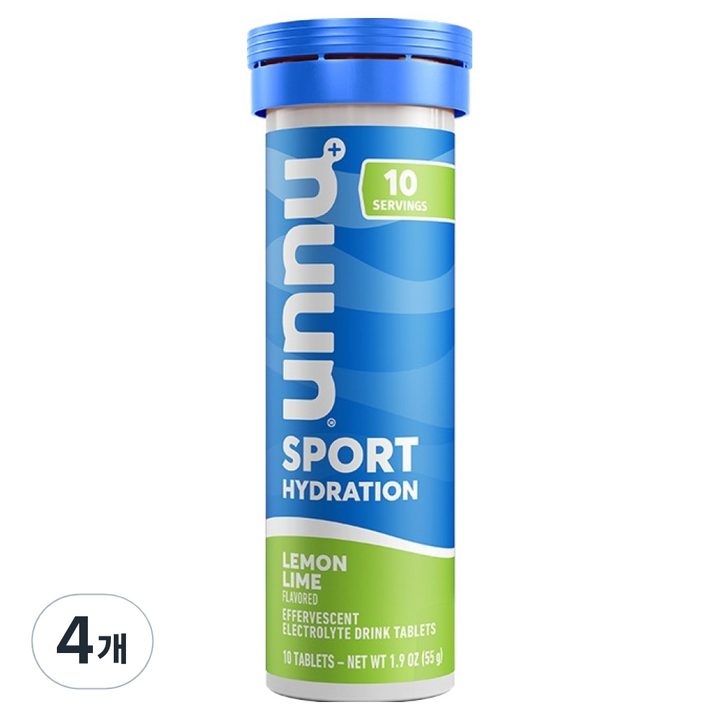 Nuun 스포츠 하이드레이션 레몬 라임향, 52g, 4개
