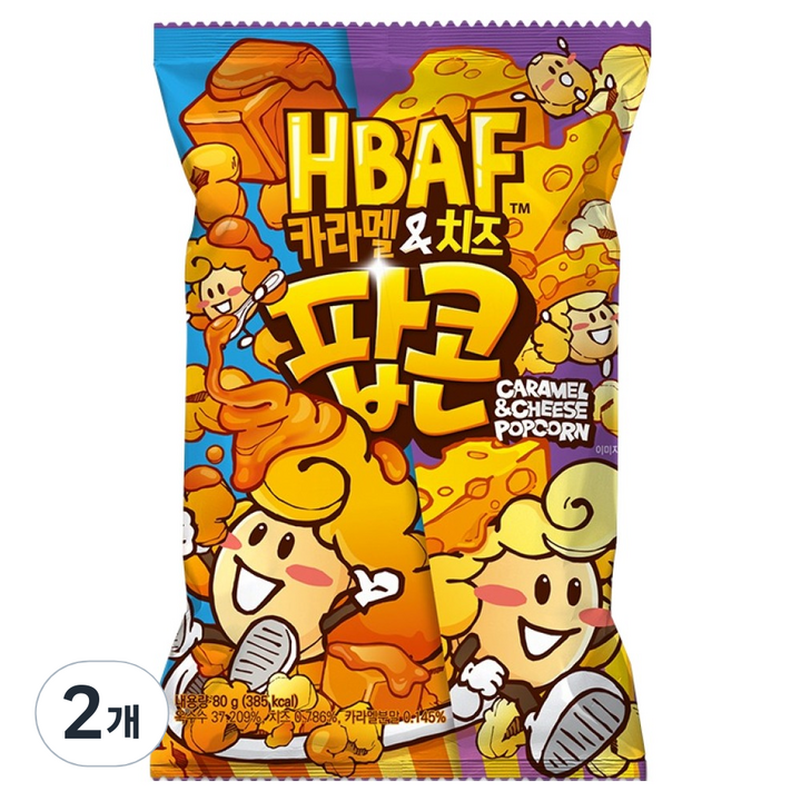 바프 카라멜 앤 치즈 팝콘, 80g, 2개