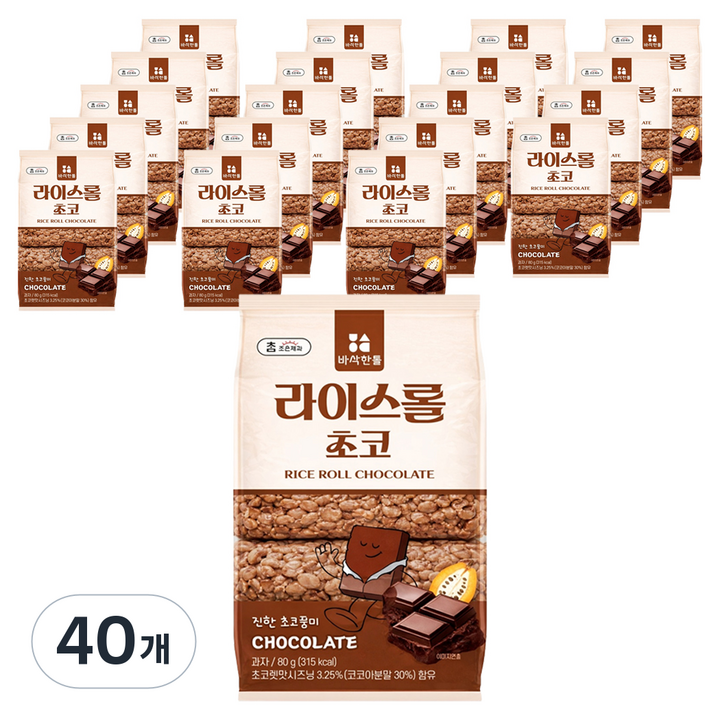 바삭한톨 조은제과 라이스롤 초코, 80g, 40개