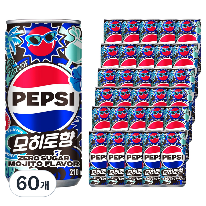 펩시 제로 슈거 모히토향, 210ml, 60개