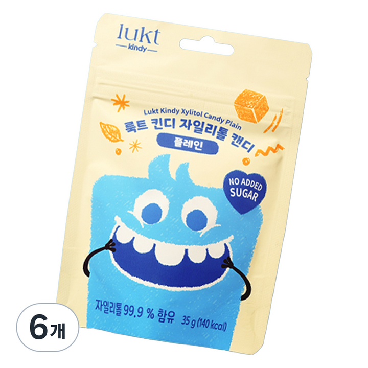 룩트 킨디 자일리톨 캔디 플레인, 35g, 6개