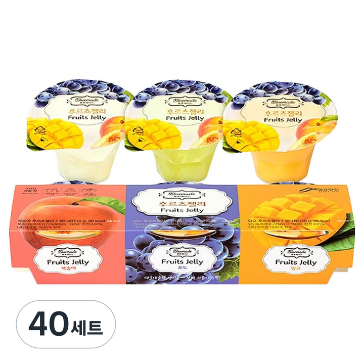 밀양한천 블루메이드 떠먹는 후르츠젤리 세트 330g, 110g, 40세트