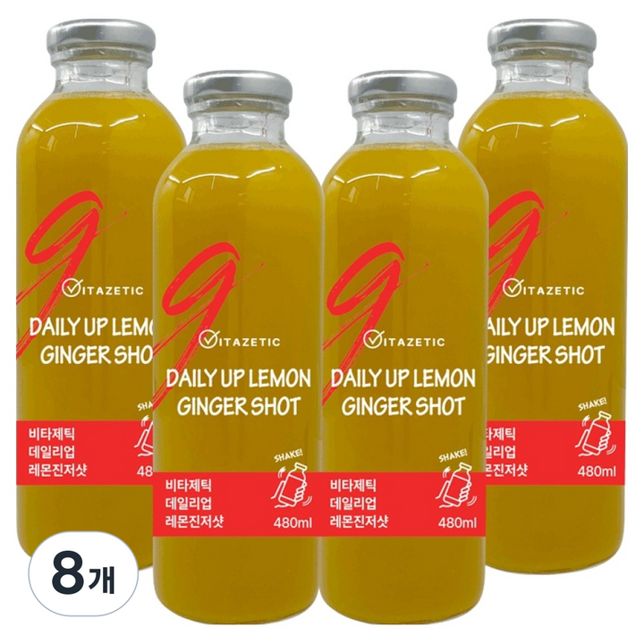 비타제틱 데일리업 레몬진저샷 생강 커큐민, 8개, 480ml