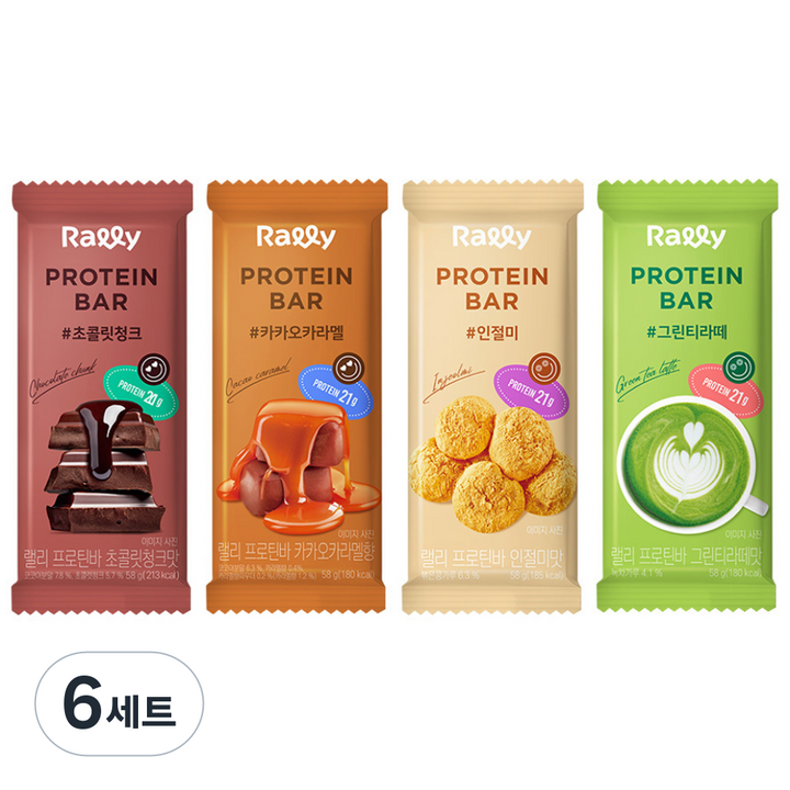 Rally 프로틴바 4종 세트, 58g, 6세트
