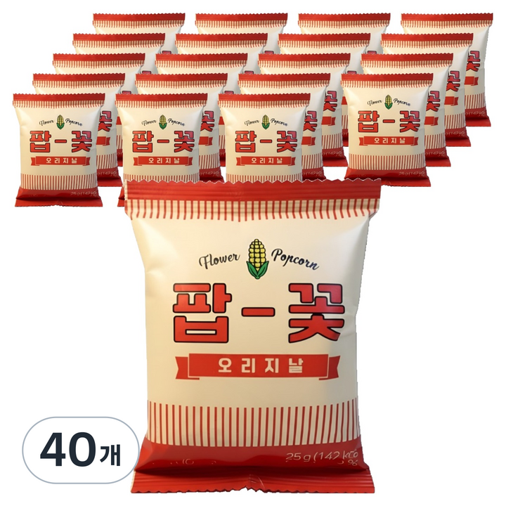 주당부리 팝콘 과자 팝꽃 오리지날, 25g, 40개