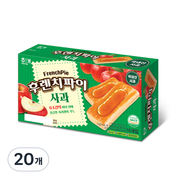 해태제과 후렌치파이 사과, 192g, 20개