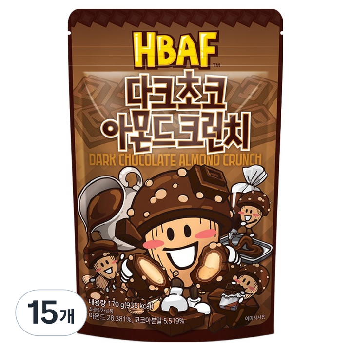 바프 다크초코 아몬드 크런치, 15개, 170g